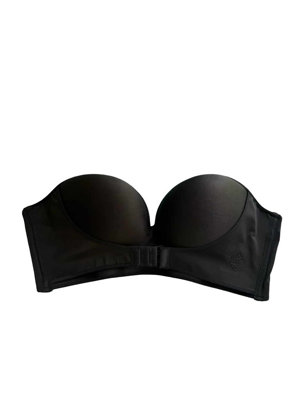 O2 Strapless Black Smooth Push-Up Bra Bustier Intimates Size 38/85 Supportive